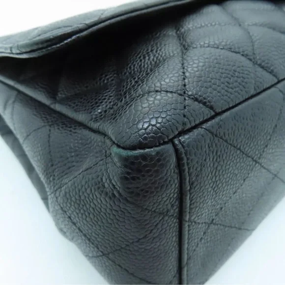 💎 GORGEOUS 💎 CHANEL CAVIAR FLAP DOUBLE CHAIN QUILTED JUMBO MAXI - Picture 9 of 16